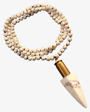 Natural Howlite Bullet Shell Arrowhead Long Necklaceg - Rifle