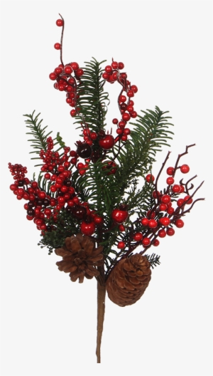 Fir Branch With Red Berries And Cones, 53cm - Berry