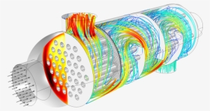 Illustration Of A Flow And Temperature Field In A Shell - Flow Tube And Shell Heat Exchanger
