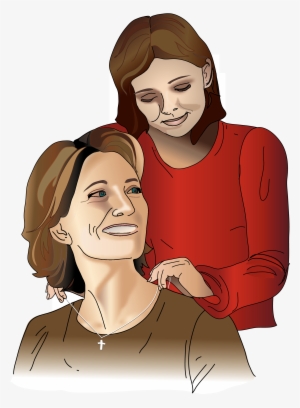 Daughter Gives Mom A Necklace - Mother And Adult Daughter Clip Art