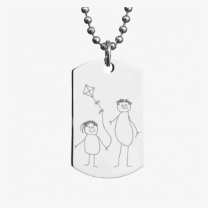 Stainless Steel Childrens Drawing Dog Tag Necklace - Stainless Steel