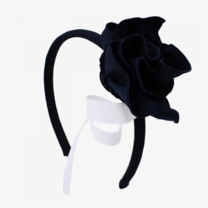 Blue Headband With Flower And Ribbons - Blue