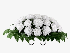 White Rose With Mums - Cemetery