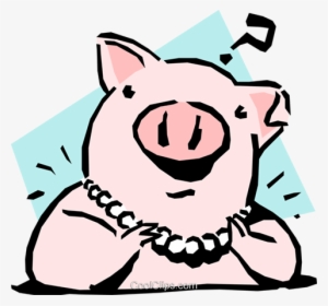 Miss Piggy Royalty Free Vector Clip Art Illustration - Pig With Necklace Clipart
