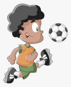 Cute Playful Cartoon Boy Playing Soccer Football Swimming - Cartoon Playing Soccer Png