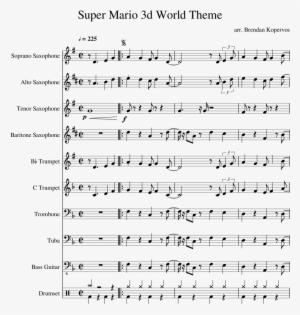 Super Mario 3d World Theme Sheet Music Composed By - Faster Car Loving Caliber Sheet Music