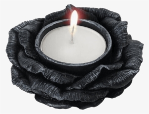 Black Rose Tealight Holder - Alchemy Gothic Black Rose T-light Holder