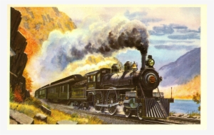 Nyc New York Central Rr Train Post Card From A Painting - Painting Of Locomotives In New York