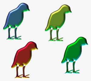3d Bird,red Bird,green Bird