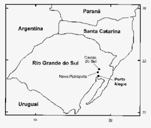 Mapa De Parte Da Região Sul Do Brasil, Assinalando - Map