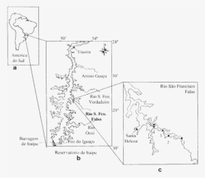 Mapa Da Área De Estudo , Reservatório De Itaipu (b) - Mapa Do Reservatório De Itaipu