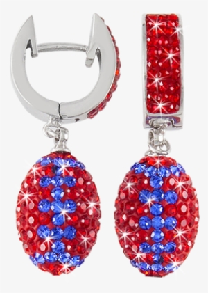 Red And Blue Crystal Football Earrings - Crystal Football Earrings