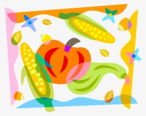 Fall Autumn Harvest Pumpkin With Corn - Food