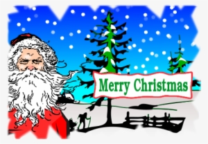 Free Christmas Greetings Clipart - Merry Christmas Tree And Santa