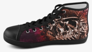 Militia Grunge Skull Men's High Top Canvas Shoes