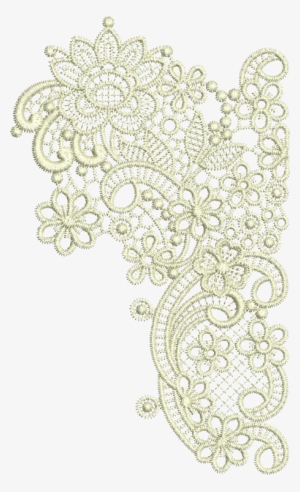 Taj Border End Mirror Embroidery Design From Www - Lace Corner Transparent White