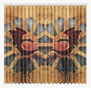 Funny Cartoon Dragon With Floral Elements Window Curtain - Window Valance