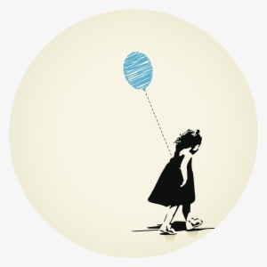 Girl Carrying A Balloon - Neglected Cartoon
