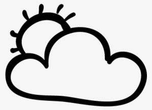 Cloud And Sun Hand Drawn Outlines Vector - Hand Drawn Cloud Png