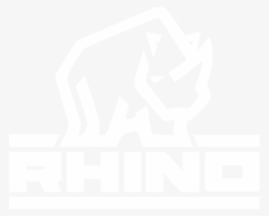 Rhino Stacked Logo White - Rhino Rugby