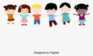Cartoon Cute Children Holding Hands Happy Kids, Cute - Child