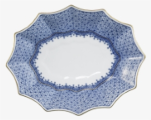 More Views - Mottahedeh Blue Lace Small Fluted Tray