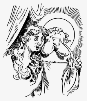 Saint Anthony Of Padua And Confused Woman Vector Drawing - Saint Anthony Of Padua Drawing