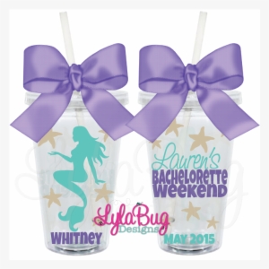 Mermaid Bachelorette Acrylic Tumbler - Mermaid Sitting Vinyl Decal Sized To Fit A 11 L