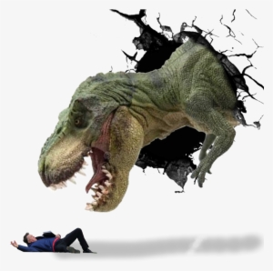 Ftestickers Man Scared Dinosaur Broken Stickers Freeto - Dinosaur
