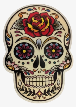 Sugar Skull Reflective Vinyl Sticker - Dia De Los Muertos Skull Art