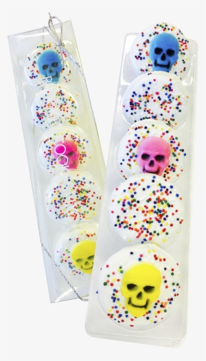 White Chocolate Covered Oreos With Candy Skull Topper - Smiley