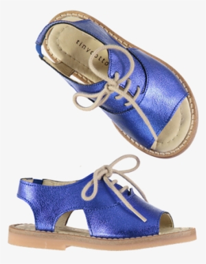 Metallic Lace Tie Sandals Blue - Sandal