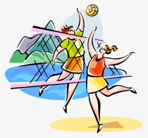 Vector Illustration Of Brazilian Beach Volleyball Sport - Beach Volleyball Game Clipart