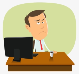 Man At Desk - Office Depression Man Cartoon