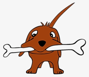 Grinning Pup With A Giant Bone Clipart - Vector Graphics