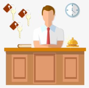 Apex Property Management System For Hotels - Hotel Front Desk Cartoon