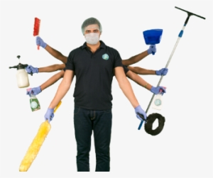 A Professional Cleaner With 8 Hands Each Holding A - Cleaning Services