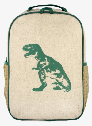 Green Dinosaur Grade School Backpack - Soyoung Raw Linen Blue Dino Grade School Backpack