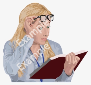 Png File Of Drawn Vector Image Of A Woman Reading, - Girl