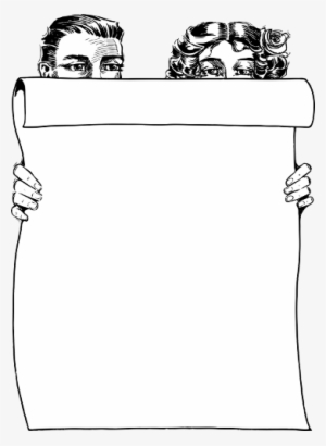 Man And Woman Reading A Paper - Vintage Newsboy Clipart