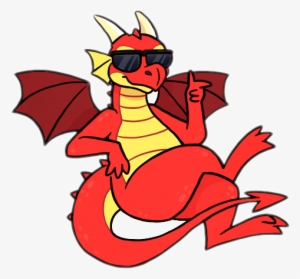 Dragon Red Cool Chill Sunglasses Cartoon - Cool Dragon With Sunglasses