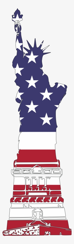 Free Clipart Of An American Patterned Statue Of Liberty