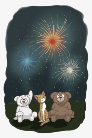 Teddy Bears Watching Fireworks - Teddy Bear Watching Fireworks