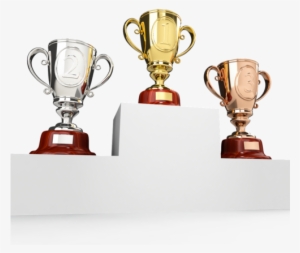Holidaycheck Award - Round Winners Podium With Trophy Cups Png
