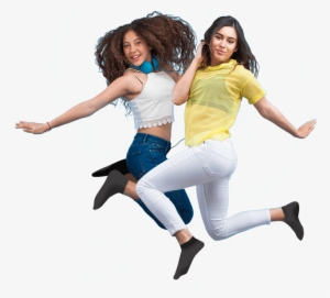 Two Teen Girls Jumping - Adolescence