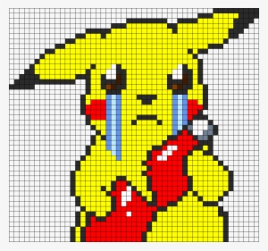 Pikachu And Ketchup Perler Bead Pattern / Bead Sprite - Crying Pikachu Pixel Art