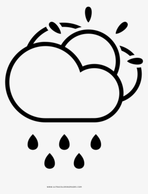 Dibujo De Lluvia Para Colorear - Lluvia Con Sol Para Colorear