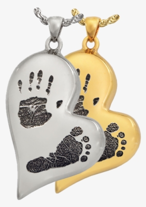 Teardrop Heart Handprint Footprint Jewelry Shown In - Handprint ...