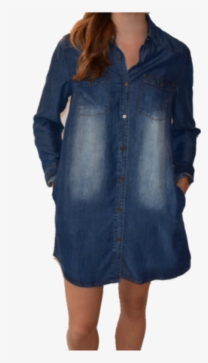 Front Pocket Denim Dress - Pocket