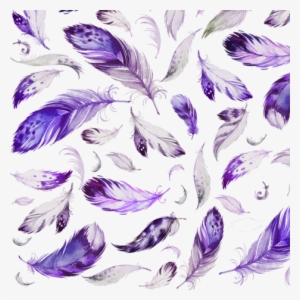 9" Purple Feathers / Darker Tones Fabric By Shopcabin - Blue And White Feathers